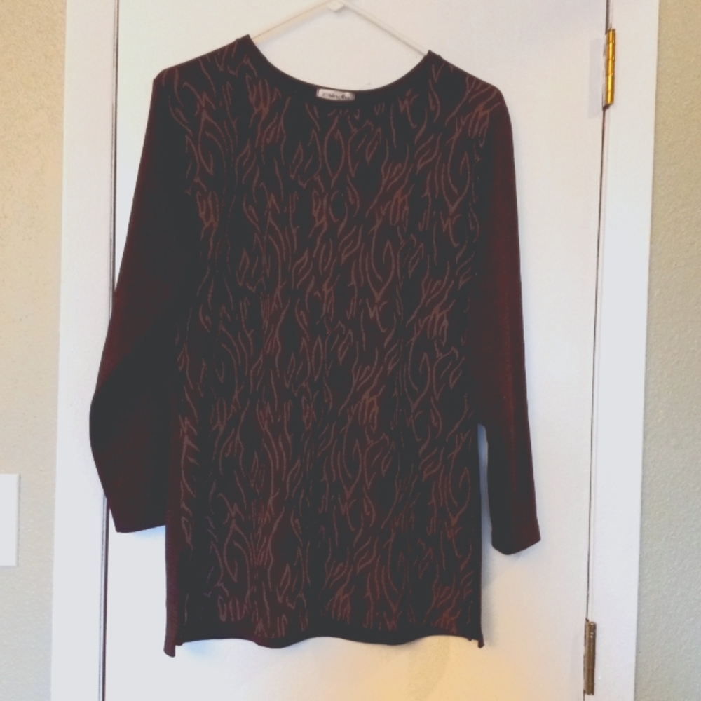 Blindis brown print top long top polyester blend sz xl